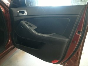 2014-2015 Kia Optima Black Door Interior Trim Panel with Power Windows and Locks - Front, Right (Passenger) (Used OEM)