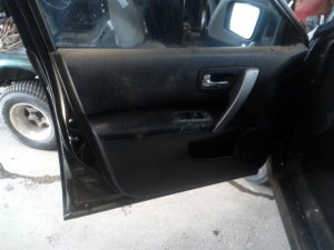 2014-2015 Nissan Rogue Select Black Door Interior Trim Panel with Power Windows and Locks - Front, Left (Driver) (Used OEM)