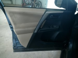 2013-2018 Toyota RAV4 Black Door Interior Trim Panel with Power Windows and Power Locks - Front, Left (Driver) (Used OEM)