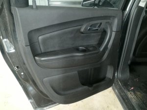 2007-2012 GMC Acadia Black Door Interior Trim Panel with Power Windows and Locks - Rear, Left (Driver) (Used OEM)