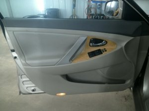 2007-2009 Toyota Camry Tan Door Interior Trim Panel - Front, Left (Driver) (Used OEM)