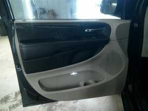 2011-2020 Dodge Grand Caravan Black Door Interior Trim Panel with Power Windows and Locks - Front, Left (Driver) (Used OEM)