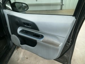 2012-2015 Toyota Prius Black Door Interior Trim Panel with Power Windows and Locks - Front, Right (Passenger) (Used OEM)
