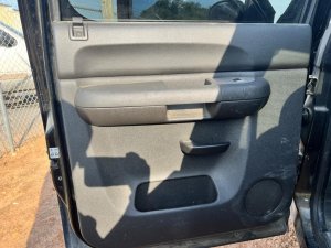 2007-2014 GMC Sierra 2500 HD Black Door Interior Trim Panel with Power Windows and Locks - Rear, Left (Driver) (Used OEM)