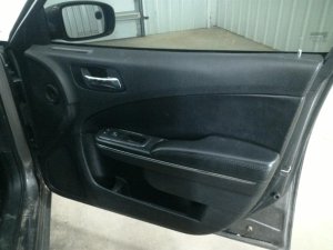 2011-2014 Dodge Charger Black Door Interior Trim Panel with Power Windows and Locks - Front, Right (Passenger) (Used OEM)