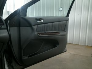 2002-2006 Toyota Camry Gray Door Interior Trim Panel with Power Windows and Power Locks - Front, Right (Passenger) (Used OEM)
