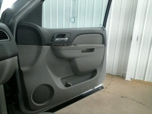 2010-2014 GMC Yukon Gray Door Interior Trim Panel with Power Windows and Power Locks - Front, Right (Passenger) (Used OEM)