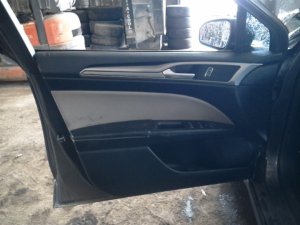 2017-2020 Ford Fusion Black Door Interior Trim Panel with Power Windows and Locks - Front, Left (Driver) (Used OEM)