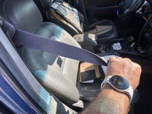 2001-2004 Hyundai Santa Fe Tan Seat Belt Assembly - Front, Right (Passenger) (Used OEM)