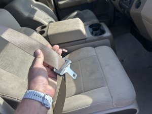 2006-2008 Lincoln Mark LT Gray Seat Belt Assembly - Front, Right (Passenger) (Used OEM)
