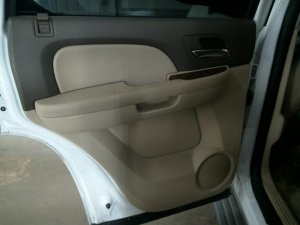 2007-2014 GMC Yukon Black Door Interior Trim Panel - Rear, Left (Driver) (Used OEM)