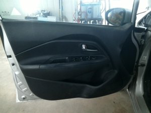 2012-2017 Kia Rio Black Door Interior Trim Panel with Power Windows and Locks - Front, Left (Driver) (Used OEM)