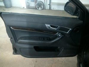 2009-2011 Audi A6 Black Door Interior Trim Panel with Power Windows and Locks - Front, Left (Driver) (Used OEM)