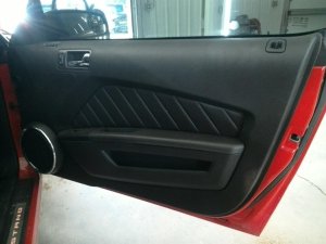 2010-2014 Ford Mustang Black Door Interior Trim Panel with Power Windows and Locks - Front, Left (Driver) (Used OEM)