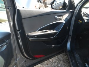 2013-2019 Hyundai Santa Fe Black Door Interior Trim Panel with Power Windows and Locks - Front, Left (Driver) (Used OEM)
