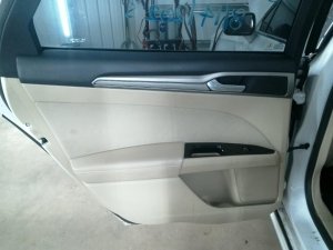 2013-2016 Lincoln MKZ Tan Door Interior Trim Panel with Power Windows and Locks - Rear, Left (Driver) (Used OEM)