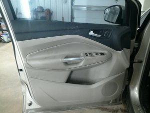 2017-2019 Ford Escape Tan Door Interior Trim Panel with Power Windows and Locks - Front, Left (Driver) (Used OEM)