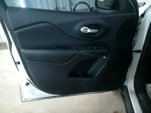 2014-2018 Jeep Cherokee Black Door Interior Trim Panel with Power Windows and Locks - Front, Left (Driver) (Used OEM)
