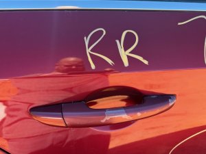 2015-2019 Hyundai Sonata Maroon Exterior Door Handle Assembly - Rear, Right (Passenger) (Used OEM)