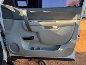 2007-2014 GMC Sierra 2500 HD Gray Door Interior Trim Panel - Front, Right (Passenger) (Used OEM)