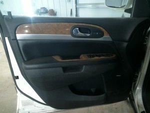 2007-2012 GMC Acadia Black Door Interior Trim Panel with Power Windows and Locks - Front, Left (Driver) (Used OEM)