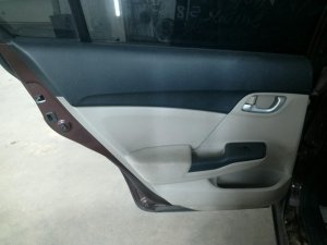 2012-2015 Honda Civic Black Door Interior Trim Panel with Power Windows and Locks - Rear, Left (Driver) (Used OEM)