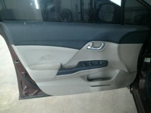 2012-2015 Honda Civic Black Door Interior Trim Panel with Power Windows and Locks - Front, Left (Driver) (Used OEM)