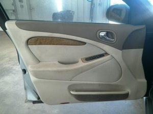 2003-2004 Jaguar S-Type Tan Door Interior Trim Panel with Power Windows and Locks - Front, Left (Driver) (Used OEM)