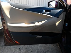 2011-2014 Hyundai Sonata Tan Door Interior Trim Panel with Power Windows and Locks - Front, Left (Driver) (Used OEM)
