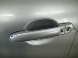 2011-2017 Nissan Juke Silver Exterior Door Handle - Front, Left (Driver) (Used OEM)