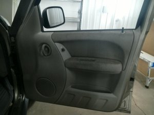 2005-2007 Jeep Liberty Gray Door Interior Trim Panel with Power Windows and Locks - Front, Right (Passenger) (Used OEM)