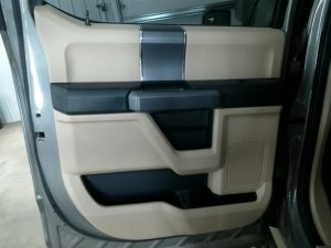 2015-2020 Ford F-150 Tan Door Interior Trim Panel with Power Windows and Locks - Rear, Right (Passenger) (Used OEM)