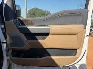 2021-2023 Ford F-150 Tan Door Interior Trim Panel with Power Windows and Power Locks - Front, Right (Passenger) (Used OEM)