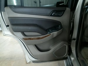 2015-2020 GMC Yukon XL Tan Door Interior Trim Panel - Rear, Left (Driver) (Used OEM)