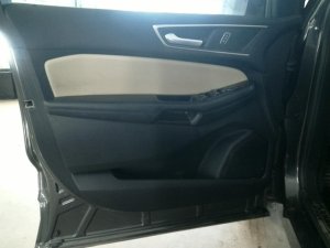 2015-2018 Ford Edge Black Door Interior Trim Panel with Power Windows and Locks - Front, Left (Driver) (Used OEM)