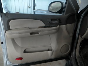2007-2009 GMC Yukon Tan Door Interior Trim Panel with Power Windows and Locks - Front, Left (Driver) (Used OEM)