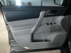 2008-2013 Toyota Highlander Gray Door Interior Trim Panel with Power Windows and Locks - Front, Left (Driver) (Used OEM)
