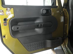 2007-2010 Jeep Wrangler Black Door Interior Trim Panel with Power Windows and Locks - Front, Left (Driver) (Used OEM)