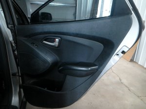 2010-2015 Hyundai Tucson Black Door Interior Trim Panel with Power Windows and Locks - Rear, Right (Passenger) (Used OEM)