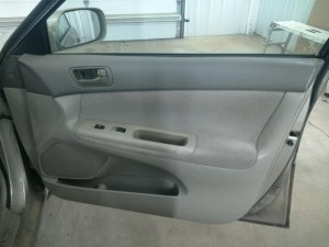 2002-2006 Toyota Camry Tan Door Interior Trim Panel with Power Windows and Locks - Front, Right (Passenger) (Used OEM)