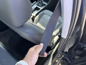 2012-2015 Volkswagen Passat Tan Seat Belt Assembly with Pretensioner - Front, Right (Passenger) (Used OEM)