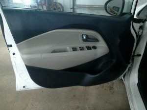 2012-2017 Kia Rio Tan Door Interior Trim Panel with Power Windows and Locks - Front, Right (Passenger) (Used OEM)