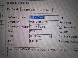 1995-2002 Mazda Millenia Main Power Window and Door Lock Switch - Left (Driver) (Used OEM)
