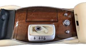 2013 INFINITI JX35 Tan Floor Console Assembly with Navigation and Heated/Cooled Seat Cutouts (Used OEM)