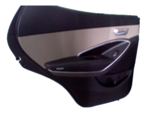 2019 Hyundai Santa Fe XL Tan Door Interior Trim Panel with Sunshade - Rear, Left (Driver) (Used OEM)