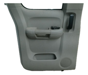2007-2014 GMC Sierra 2500 HD Gray Door Interior Trim Panel with Power Windows and Locks - Rear, Left (Driver) (Used OEM)