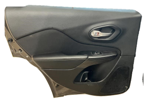 2014-2018 Jeep Cherokee Black Door Interior Trim Panel with Power Windows and Locks - Rear, Left (Driver) (Used OEM)
