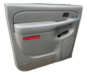 2000-2006 GMC Yukon Gray Front Door Interior Trim Panel with Power Windows - Rear, Right (Passenger) (Used OEM)