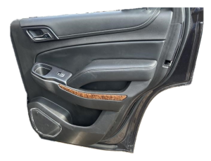 2015-2020 GMC Yukon XL Black Door Interior Trim Panel with Woodgrain - Rear, Right (Passenger) (Used OEM)