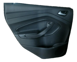 2013-2019 Ford Escape Black Door Interior Trim Panel with Power Windows and Locks - Rear, Left (Driver) (Used OEM)